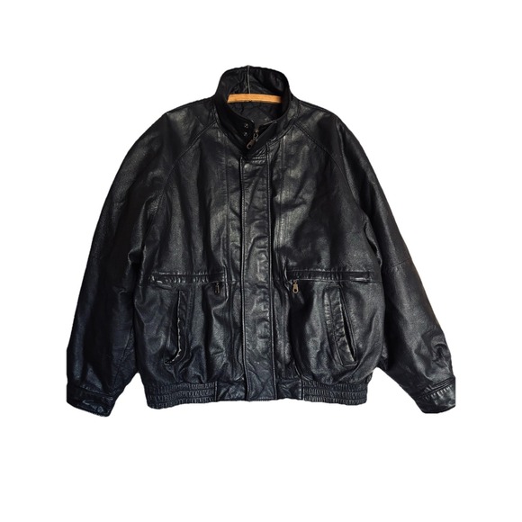 David Taylor Large Men's Leather Jacket USA Motorcycle Moto Utility 90s Heavy - Picture 1 of 16